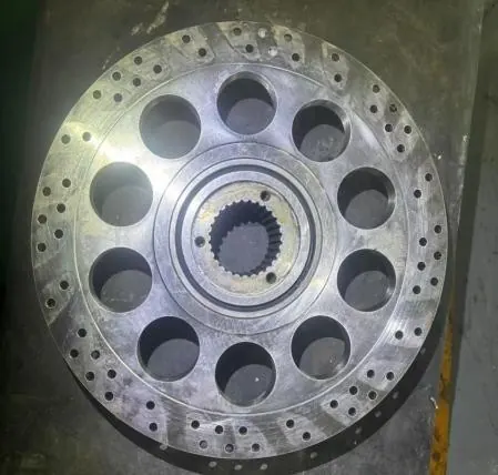 Worn pelletizer cutter hub before reconditioning